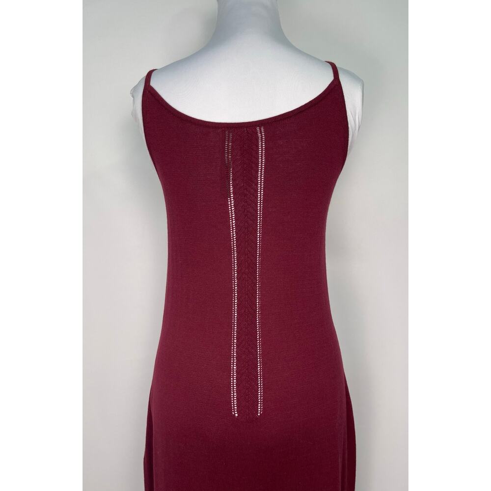 Anthropologie Burgundy Knit Sleeveless Wide Leg Jumpsuit With Pockets Size M - Picture 7 of 9